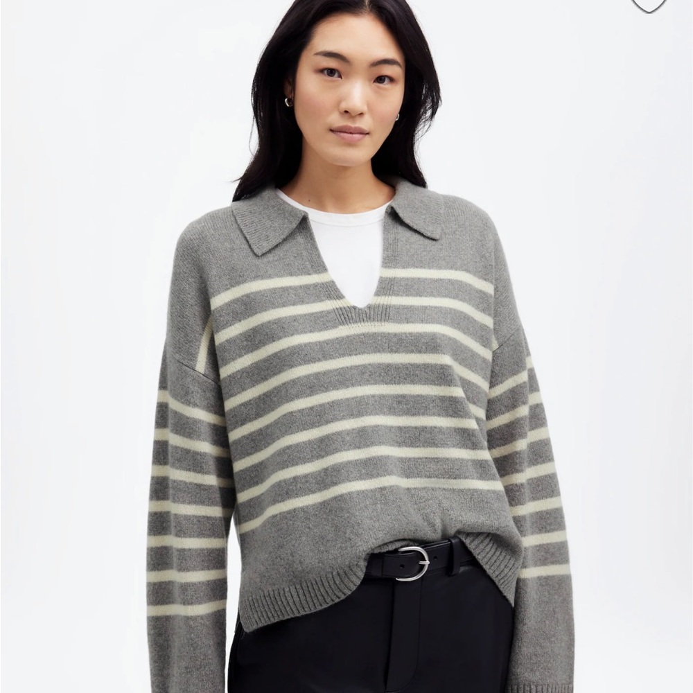 Cashmere-Wool Blend Polo Sweater